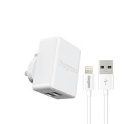 Energizer - Chargeur Secteur pour Smartphone et Tablette - 17W - 2 Ports USB-A - Prise UK. Cable Lightning Inclus