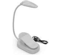 Energizer Lampe de Lecture Rechargeable pour Lire au Lit, Liseuse Lampe de Lecture LED 100 Lumens avec 3 Modes d'Éclairage, Pince et Cou Flexible, Lumière Livre Portable, USB Inclus, Gris