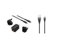 ENERGIZER - Lot DE 1 Chargeur Rapide USB-A et USB-C 38W avec Câble USB-C & 3 Prises Incluses (EU/US/UK) + 1 câble MFI Apple