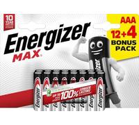 Energizer - Max, Pack de 12+4 Piles AAA, Longue durée pour Une Utilisation Quotidienne, sans sulfatation et avec 10 Ans de durée de Vie