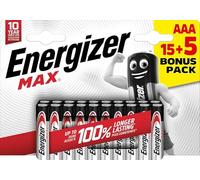 Energizer - Max, Pack de 15+5 Piles AAA, Longue durée pour Une Utilisation Quotidienne, sans sulfatation et avec 10 Ans de durée de Vie
