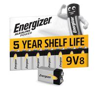 Energizer Max Pile 9V (Lot de 8), Alcaline, Énergie Longue durée | Pour Détecteurs de Fumée et Radios, Emballage 100% Recyclable et sans Plastique [Exclusivité Amazon]