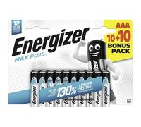 Energizer Piles Max Plus Micro (AAA) Alcalines au manganèse 1,5 V – Lot de 20