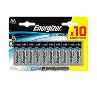 Energizer Max Plus - Piles AA (Lot de 10) - Alcaline 1,5V - Puissance Qui Dure 200% Plus Longtemps - Idéales pour Les appareils du Quotidien - Emballage 100% Recyclable - Conservation 10 Ans