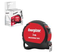 Energizer - Mètre Ruban 3 Mètres Système métrique - Noir et Rouge - Bi Matière Tylon - Boitier Ergonomique - Ruban en Acier Laqué avec crochet 16mm - Blocage Du Ruban - Retour Automatique
