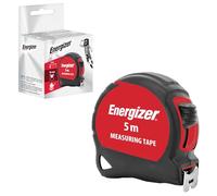 Energizer - Mètre Ruban 5 Mètres Système métrique - Noir et Rouge - Bi Matière Tylon - Boitier Ergonomique - Ruban en Acier Laqué avec crochet 19mm - Blocage Du Ruban - Retour Automatique