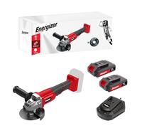 Energizer - Meuleuse d'angle Sans Fil 20V - 125MM - 2 Batteries 20V 2AH + Chargeur Rapide - Utilisation sur Métal, Pierre, Ciment, Parpaing et Marbre - Poignée Soft Grip & Auxiliaire - 1 Disque Inclus