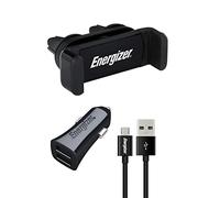 Energizer Mobile & Accessories CKITB2CMC3 - Kit Voiture - Support Clip - 3.4 A - 2 USB - Câble Micro-USB Inclus - Prise Allume Cigare - Charge et Synchronisation Rapide - Noir
