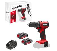 Energizer - Perceuse Visseuse Sans Fil 20V Ultra Légère Couple 40 Nm, 2 Vitesses (1850 RPM), Mandrin 10mm, Inclus 2 Batteries 20V 2AH + Chargeur Rapide, Outil Haute Performance Bricolage & Chantier