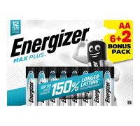 Energizer Pile alcaline AA / LR6 Max Plus - Pack Promo 6 + 2 GRATUITES