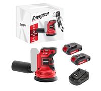Energizer - Ponceuse Circulaire Sans Fil 20V, 10 000 tr/min, 6 Vitesses Réglables - Plateau 125 mm Auto-Agrippant, Sac Collecteur, 10 Disques Inclus - Inclus 2 Batteries 20V 2AH + Chargeur Rapide