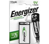 Energizer Pile 9V Recharge Power Plus - 175 mAh NiMH - Lot de 1 - Emballage 100% recyclable