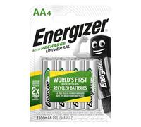 Energizer Piles rechargeables AA (HR6) 1300 mAh Universal – Lot de 4