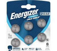 Energizer Ultimate Child Shield CR2032, Pile Bouton 3V (Pack de 6) | Première Pile au Monde avec Protection contre les Brûlures par Ingestion - Sécurité 4-en-1 et Technologie Colour Alert