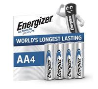 Energizer Ultimate Lithium - Piles AA (Lot de 4) - La Pile AA Qui Dure Le Plus Longtemps au Monde - Longue durée pour appareils à Haute consommation - Emballage 100% Recyclable - Conservation 25 Ans