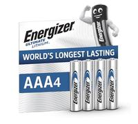 Energizer Ultimate Lithium Piles AAA (Lot de 4), la Plus Durable au Monde | Longue durée pour appareils à Haute consommation, Emballage 100% Recyclable, Conservation 25 Ans