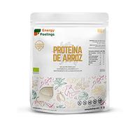 Energy Feelings Protéine Végétale de Riz 1kg 80%, Vegan Protein Powder, Protéine pour Maigrir, Grossit et Musculation en Poudre, Sans Sucre et Sans Lactose