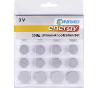 energy Jeu de piles bouton 2 x CR 1025, 2 x CR 1620, 2 x CR 1632, 2 x CR 2016, 4 x CR 2430, 2 x CR 2450, 4 x CR 2025 et 4 x CR