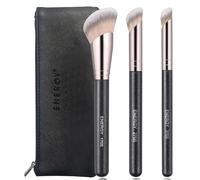 ENERGY Lot de pinceaux de maquillage coudés végétaliens pour fond de teint, poudre bronzante, contour du nez, correcteur, pinceau de maquillage pour crème liquide, mélange de poudres avec sac de