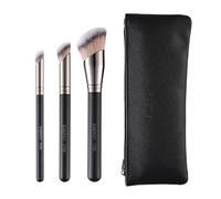 ENERGY Set Pinceaux Maquillages 3 en 1 avec Pochette de Voyage Portable, Comprenant un Pinceau Fond de Teint, un Pinceau Correcteur, un Pinceau Anti Cernes Yeux (Cadeau pour elle, femme)