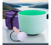 ENERGY SOUND 432Hz OF Heart Chakra Green Color Quartz Frosted Crystal Singing Bowl 20 cm + Canvas Bag