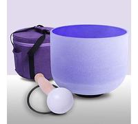 ENERGYSOUND 432 Hz Pitch B parfait Couronne Chakra Violet Coloré Quartz Givré Bol Chantant 20 cm+ sac en toile - Yoga Thérapie Guérison Sonore