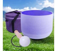 ENERGYSOUND 432 Hz Pitch B parfait Couronne Chakra Violet Coloré Quartz Givré Bol Chantant 20 cm+ sac en toile - Yoga Thérapie Guérison Sonore