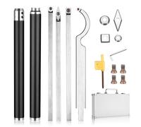 ENERHUB Outils de Tournage sur Bois, Ensemble de 4 Ciseaux à Bois, Fraises en Forme de Diamant en Carbure/Rond/Carré avec Tours à Poignée, Boîte de Rangement en Aluminium, pour la gravure (Noir)