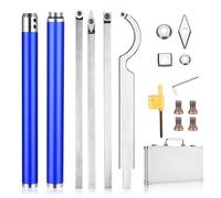 ENERHUB Outils de Tournage sur Bois, Ensemble de 4 Ciseaux à Bois, Fraises en Forme de Diamant en Carbure/Rond/Carré avec Tours à Poignée, Boîte de Rangement en Aluminium, pour la gravure (Bleu)