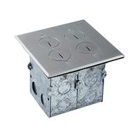 Enerlites 705549-c Floor Box Kit, 2 Gang 20 A Tamper/résistant aux intempéries Duplex Réceptacles, Certification UL - Laiton, Length: 5.3" Width: 5.5" Height: 4.5", Stainless Steel, 1