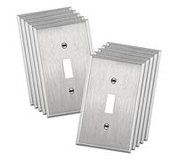 ENERLITES 7711 Lot de 10 interrupteurs à bascule en métal résistant à la corrosion, taille 1 bouton 11,4 x 7 cm, 7711-10 pièces, acier inoxydable 430