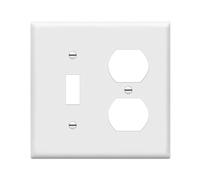 Enerlites 881121-W Plaque d'interrupteur mural combiné, taille standard, polycarbonate incassable - Blanc (2 Gang Duplex/Toggle)