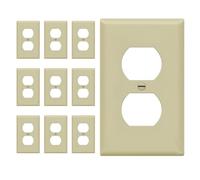 Enerlites 8821-W Lot de 10 plaques murales duplex 1 prise, taille standard, polycarbonate incassable, ivoire