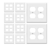Enerlites 8822-W Lot de 10 plaques murales duplex à 2 branches, taille standard, polycarbonate incassable, blanc
