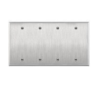 ENERLITES Blank Device Plaque murale en métal, résistante à la corrosion, taille 4 bandes 11,4 x 20,8 cm, acier inoxydable 7704, certifié UL, argenté