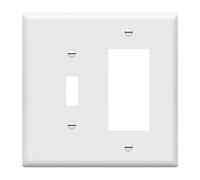 ENERLITES Combination Toggle Light Switch/Decorator Switch Wall Plate, Mid-Size 2-Gang 4.88" x 4.92", Polycarbonate Thermoplastic, 881131M-W, White