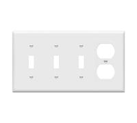 ENERLITES Combination Triple Toggle/Single Duplex Receptacle Outlet Wall Plate, Standard Size 4-Gang Light Switch Cover (4.50" x 8.19"), Polycarbonate Thermoplastic, UL Listed, 881321-W, White