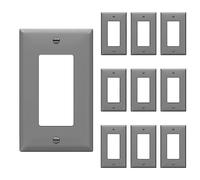 ENERLITES Decorator Lot de 10 plaques murales, interrupteur ou couvercle de prise de prise, 1 prise de courant 11,4 cm H x 7 cm L, gris