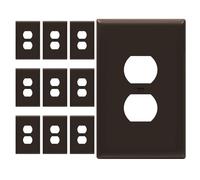 ENERLITES Duplex Receptacle Outlet Wall Plate, Jumbo Electrical Outlet Covers, Gloss Finish, Oversized 1-Gang 5.51" x 3.50", Polycarbonate Thermoplastic, 8821O-BR-10PCS, Brown, 10 Pack