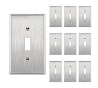 Enerlites en acier inoxydable Jauge de plaque murale Interrupteur à bascule, 430, taille standard 1-4 Gang Options disponibles 1-Gang Stainless Steel 10 Pack Argenté
