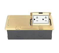 ENERLITES Kit de boîte de plancher pop-up double, couvercle de 22 x 12,1 cm, prises de réception inviolables 20 A, joint étanche, matériel résistant à la corrosion, 962301-C, laiton