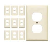 ENERLITES Lot de 10 plaques murales Duplex pour sortie de réceptacle, taille 1 prise 11,4 x 7 cm, polycarbonate thermoplastique incassable, certifié UL, certifié 8821-LA-10 pièces, amande claire