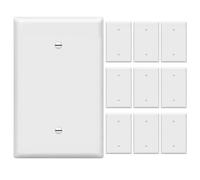 ENERLITES Lot de 10 plaques murales pour appareil vierge Jumbo - 1 bande surdimensionnée - 14 x 8,9 cm - Polycarbonate thermoplastique - Blanc