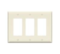 ENERLITES Rêve Collection R8833M-LA, Cache d'interrupteur décoratif de luxe, plaque murale de sortie, finition mate, 3 interrupteurs, taille moyenne, 12,4 x 17,2 cm, polycarbonate thermoplastique, incassable, certifié UL, R8833M-LA, amande claire