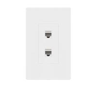 Enerlites SI8872C2-W Plaque Murale vis avec 2 modules Jack Keystone CAT6 RJ45, pour multimédia Voix/données et Audio/vidéo, Taille Standard 11,9 x 7,4 cm, Blanc, Screwless 2-Port