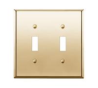ENERLITES Toggle Light Switch Metal Wall Plate, Stainless Steel 201, Corrosion Resistant, Size 2-Gang 4.50" x 4.57", 7712-PB, Polished Brass, Gold