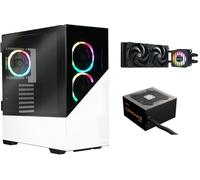 Enermax EnermaxK8 ARGB LIQMAXFLO SR 240 Boîtier PC de Jeu, Tour Midi, Blanc Neige et cyberbron III 750 W 80 Plus Bronze et Refroidissement à Eau