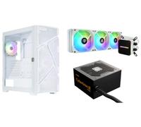 Enermax MarbleShell Mesh MS31 Boîtier PC Tour Midi ARGB Blanc Neige & CYBERBRON III 750 W 80 Plus Bronze Bloc d'alimentation & Refroidissement à Eau LIQMAX III 360 Blanc 31WW-750N-360W