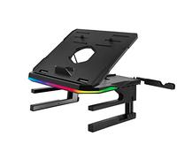 Enermax Support réhausseur Ergonomique de PC Portable/Moniteur Rotatif RGB 360° Pliable, installez jusqu'à 3 périphériques, Charge Max 10 kgs ELS001 Noir