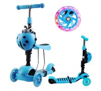 Enero Biedronka 3-in-1 Balancierroller & Trottinette Bleu - Réglable en hauteur, anti-basculement, trottinette enfant multifonctionnelle